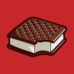 Vanilla Sandwich Ice Cream Vector Illustartion