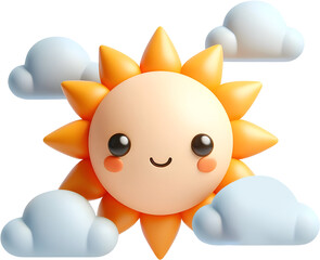 귀여운 태양과 구름