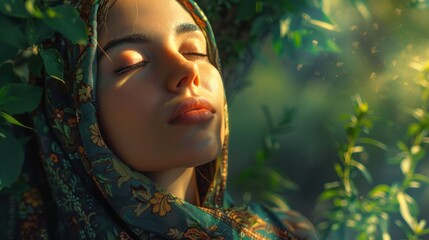 In Harmony with Nature: With each step, Aisha feels a deep connection to the earth beneath her feet and the sky above her head