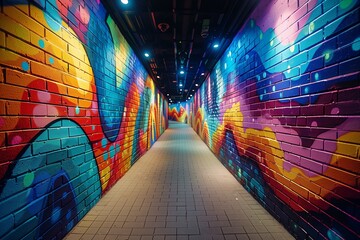 Vibrant graffiti in urban alleyway