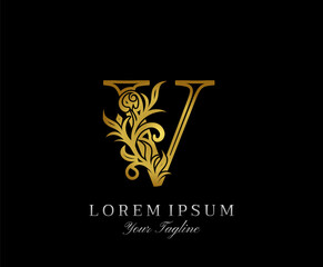 Luxury Golden V letter design. Classic Letter V Design Vector..