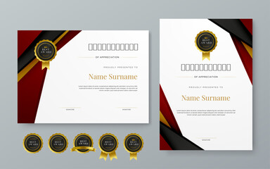 Colorful certificate modern elegant and luxury template with shapes. For appreciation, achievement, awards diploma, corporate, and education