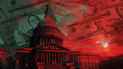 Dark Money Shadows: Corrupting Forces in Politics and conceptual metaphors of Corrupting Forces in Politics - obrazy, fototapety, plakaty