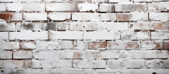 A weathered white brick wall with a grungy texture, showing signs of age and wear. The surface is rough and uneven, with cracks, stains, and dirt adding character to the wall.