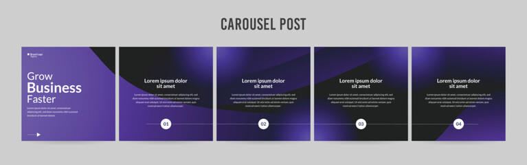 Set of minimalist business carousel post, Customize social media template design, Instagram and Linkedin carousel post, template eps 10.