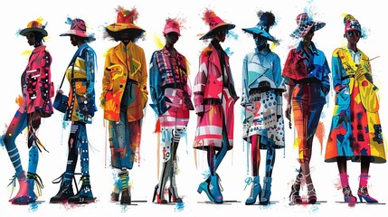 Fototapeta premium fashion illustration, avantgarde outfits, bold and experimental styles
