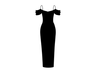 Corset midi dress silhouette vector art white background