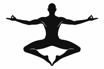 Fototapeta na wymiar man yoga pose silhouette black vector illustration