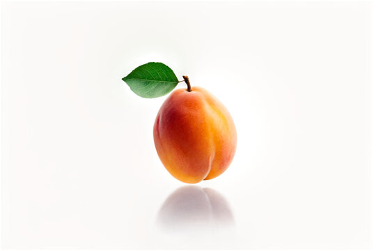 Picture of fresh yellow apricot at isolated clear background. Illustration of apricot for design project, poster, banner, logotype. Fresh fruits concept. Copy ad text space. Generative Ai illustration