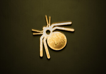 Old gold effect of Spider logo with 3D glossy style Mockup.	