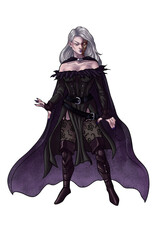 Dark witch woman character illustration
