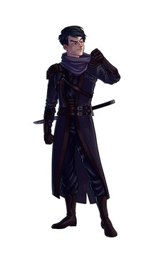 Ranger Rogue guy in black suit character illustration
