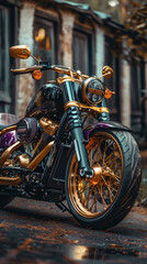 Customized the Harley Davidson road glider with gold and silver.
