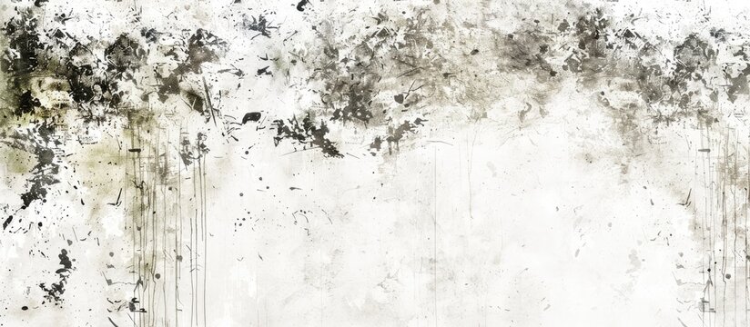 A black and white photo showing a grungy wall with old newspaper background, grey texture, and vintage design. The wall appears aged, with a gritty and worn-out look.