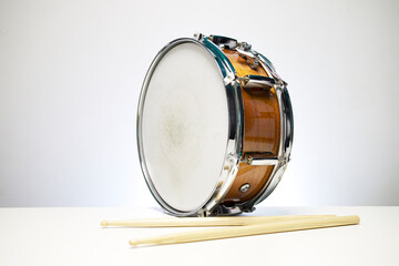 Snare drum on white background