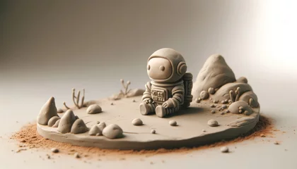 Foto op Aluminium A lone astronaut explores an alien rocky planet surface © dragon_fang