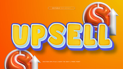 Orange white and blue upsell 3d editable text effect - font style