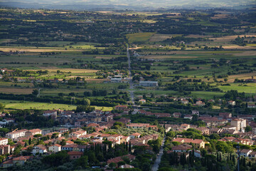 Panoramic view from Cortona, Italy, at summer