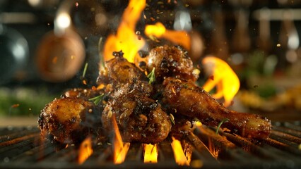 Tasty Chicken Legs Placed on Grill Grid. - 768865126