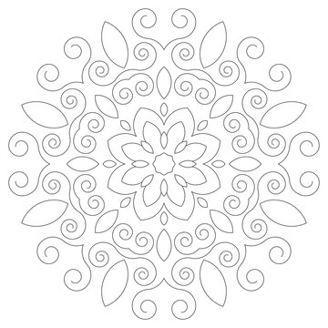 Circle print, thin line ornament design with swirls