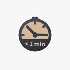 Less then one minute left. Extra second, extra time icon. Timer countdown. Stock vector illustration isolated on white background.