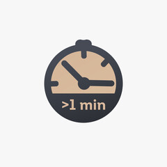 More then one minute left. Extra minute, extra time icon. Stock vector illustration isolated on white background.