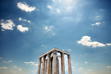 photo of beautiful ruined temple on the wonderful sky background in Greece