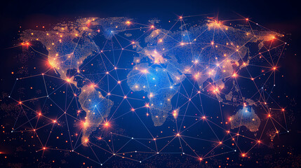 Global network connection. World map point and line composition concept of global business. Vector Illustration.