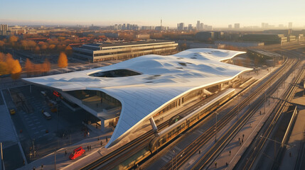 Futuristic Railway Station In Europe 