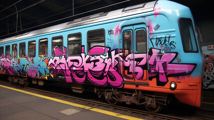An Abandoned Intercity Train Painted In Graffiti Arts 