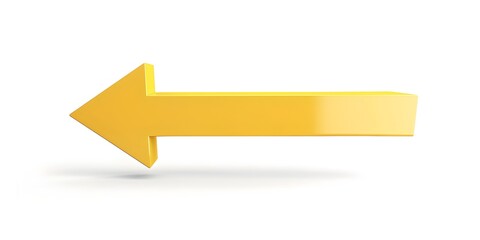 3d arrow pointing left in yellow color on white background generative ai