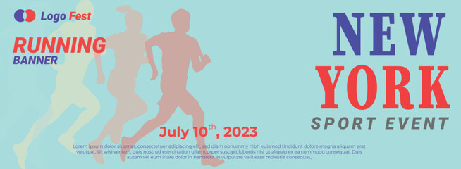 Runner feet fast running sneakers city silhouette bright colors contrast marathon running event club advertising banner web flyer flyer sporting event achievement success