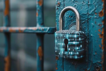 Engage with a dynamic technology banner-style image illustrating data security and web protection, showcasing cutting-edge visuals that epitomize fortified defenses against cyber intrusions