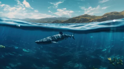 Papier Peint photo Destinations nice view inside of the sea with big animals 8k photography, ultra HD, sharp.