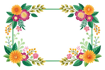  flower border frame template with decorated corner vector illustration
