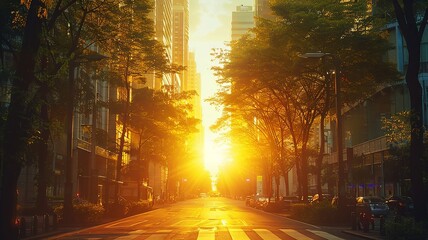 Sun-kissed boulevards of an awakening metropolis