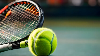 Tennis, Ball, Racket, court, sports, fitness, yellow, green, racquet, net, competition ,tennis racket and ball, background, wallpaper, HD