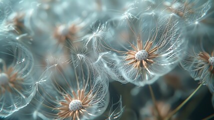 Delicate seed parachutes poised for wind's gentle call - obrazy, fototapety, plakaty