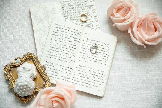 Bride and Groom's Vow Books and Rings 