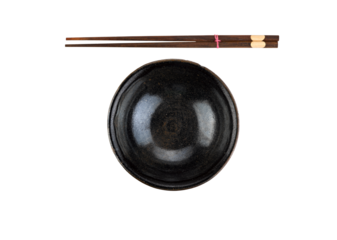 Traditional tableware of Asia, chopsticks and bowl