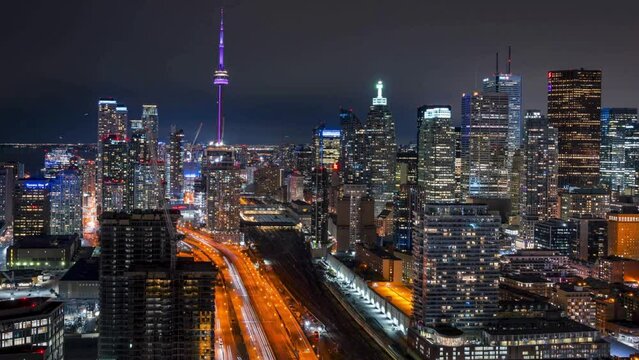 Timelapse view of the city skyline in Toronto Canada. Toronto, Canda Timelapse