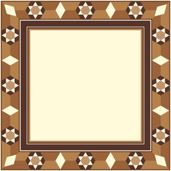 Beautifully Detailed Oriental Marquetry Seamless Decorative Patterns Borders Square Frame One