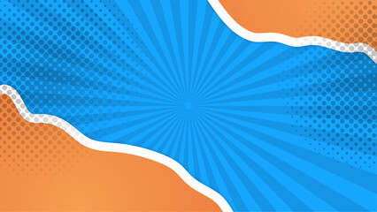 Blue white and orange vector abstract retro vintage design cartoon comics style background. Vector illustration for superhero design, web, banners, posters, cards, wallpapers