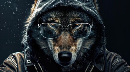 poster of a wolf wearing a robe and goggles
