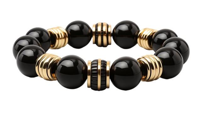 Black and Gold Bracelet on White Background