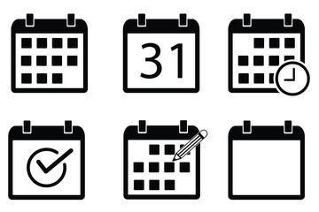 six sets of calendar icons
