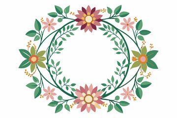 flowers border circle vector illustration