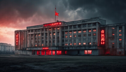 Dark gray soviet style building dictatorship and dystopia concept	
 - obrazy, fototapety, plakaty