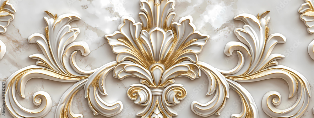 Wall mural a sophisticated white and gold design