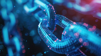 An image of a futuristic space with a background adorned with particles, illuminated in shades of blue that convey a sense of technology and digital advancement The scene is set in a computerized, abs